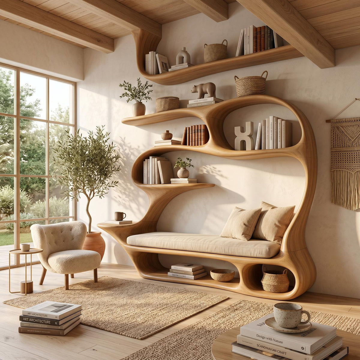 Contemporary Reading Seat Bookcase For Home Library SILDTTNBS060