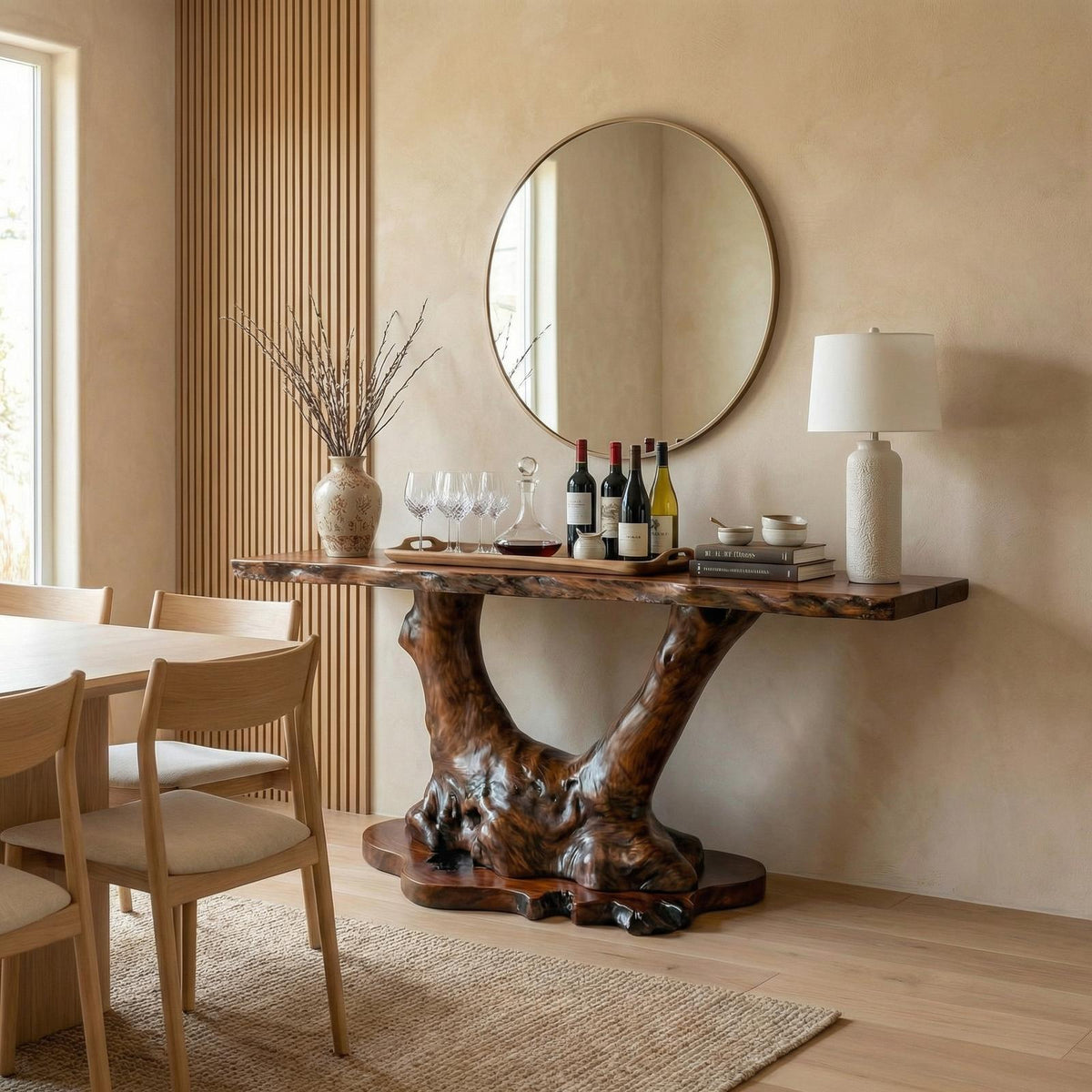 Organic Tree Root Style Console Table Solid Wood Living Room