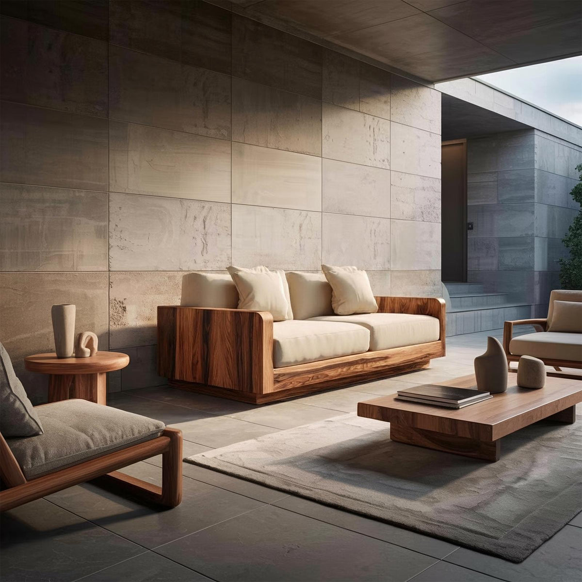 Minimal Structured Sofa Frame Solid Wood Box Form Living Room And Lounge