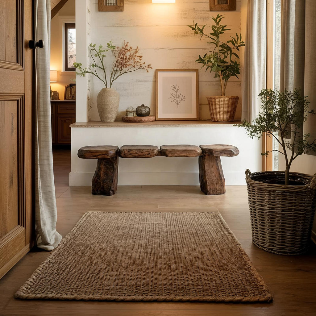 Mid-Century Solid Wood Accent Bench for Bedroom, Living Room & Entryway, Handcrafted Indoor Seat Furniture