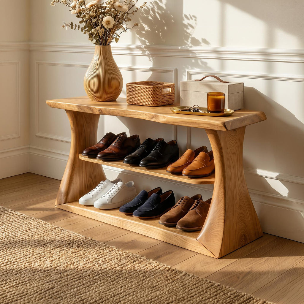 Modern Dressing Table with Mirror, Elegant Wooden Makeup Vanity Desk for Bedroom & Walk-In Closet