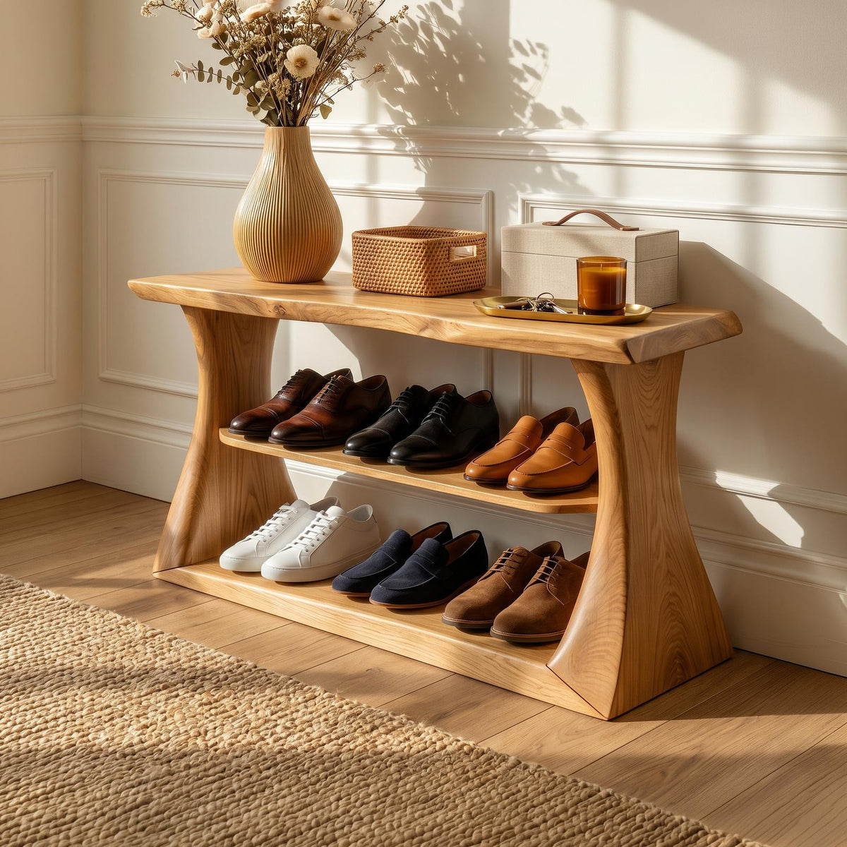 Modern Dressing Table with Mirror, Elegant Wooden Makeup Vanity Desk for Bedroom & Walk-In Closet