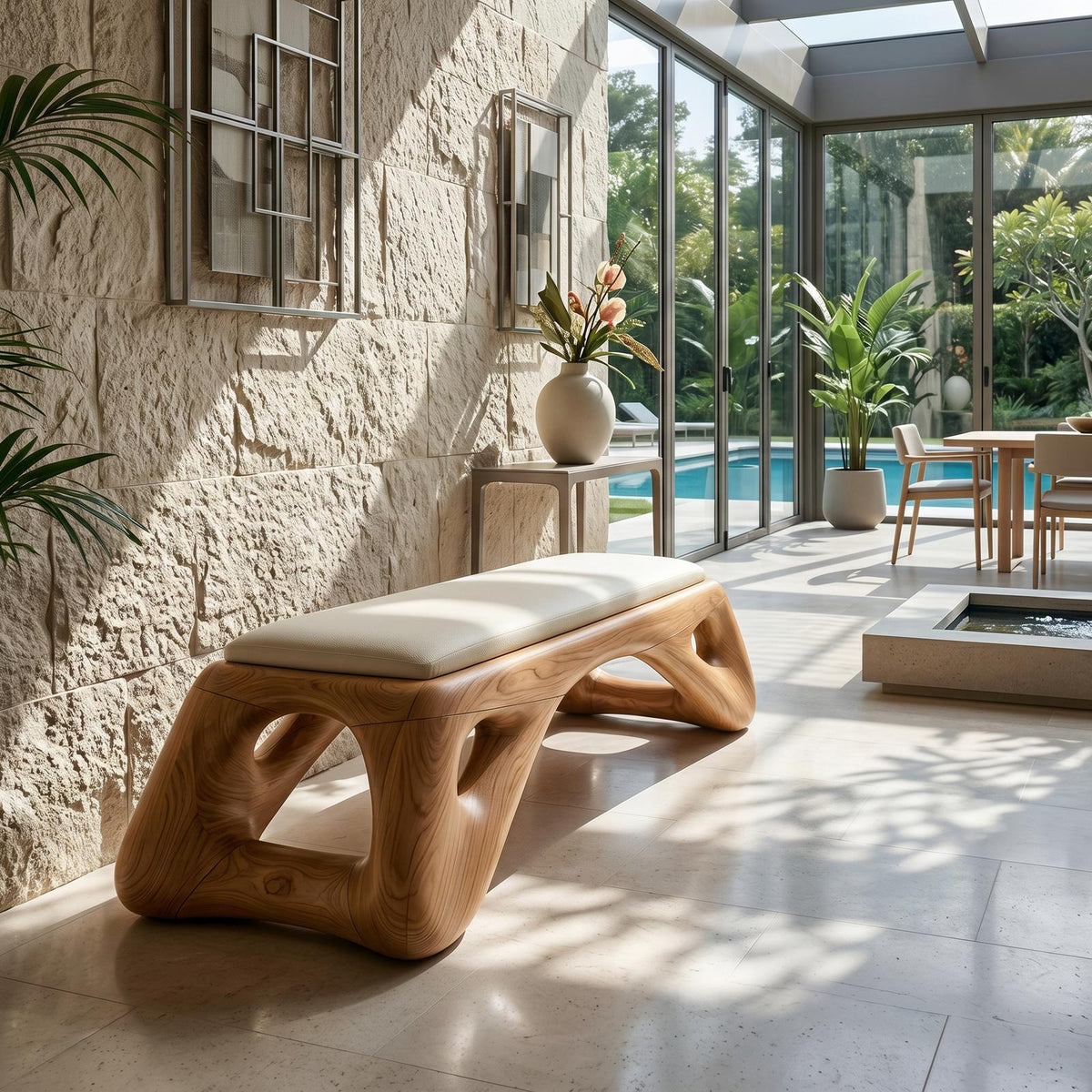 Organic Modern Entryway Bench Luxury Residence SILDTTRBEN073