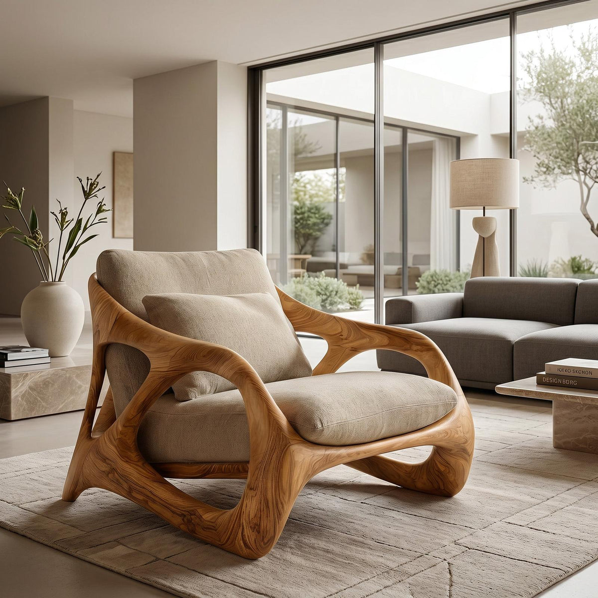 Luxury Frame Sculptural Armchair For Reading Nook
