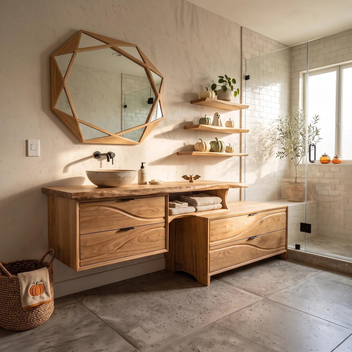 Organic Pumpkin Floating Bathroom Vanity Modern Bathroom