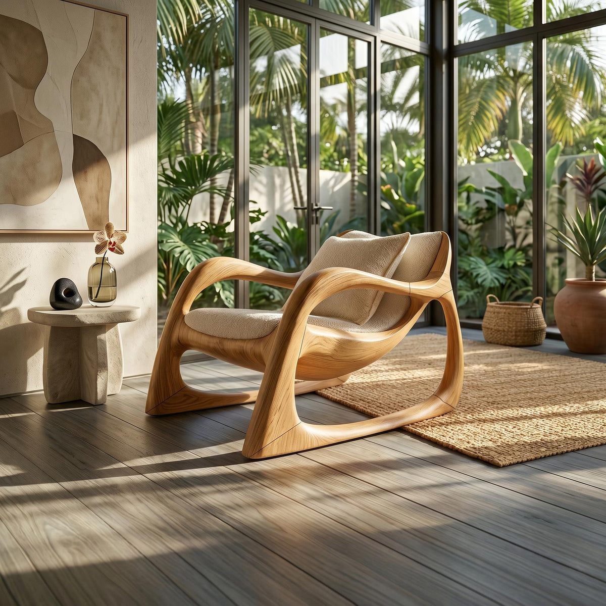 Biophilic Organic Accent Chair Tropical Sunroom SILDTTRCHR018