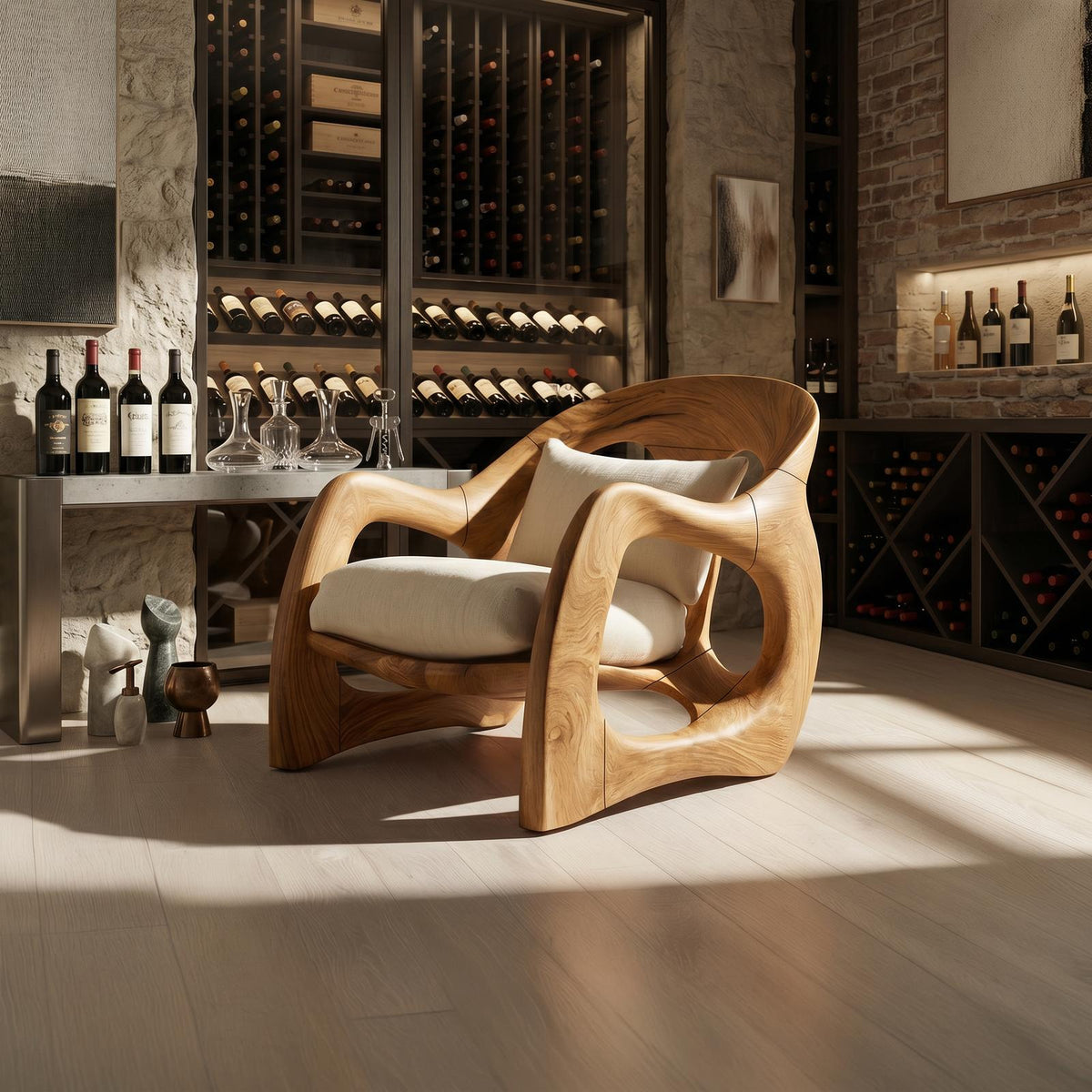 Handcrafted Organic Wood Armchair for Cozy Minimalist Living SILDTTRCHR025