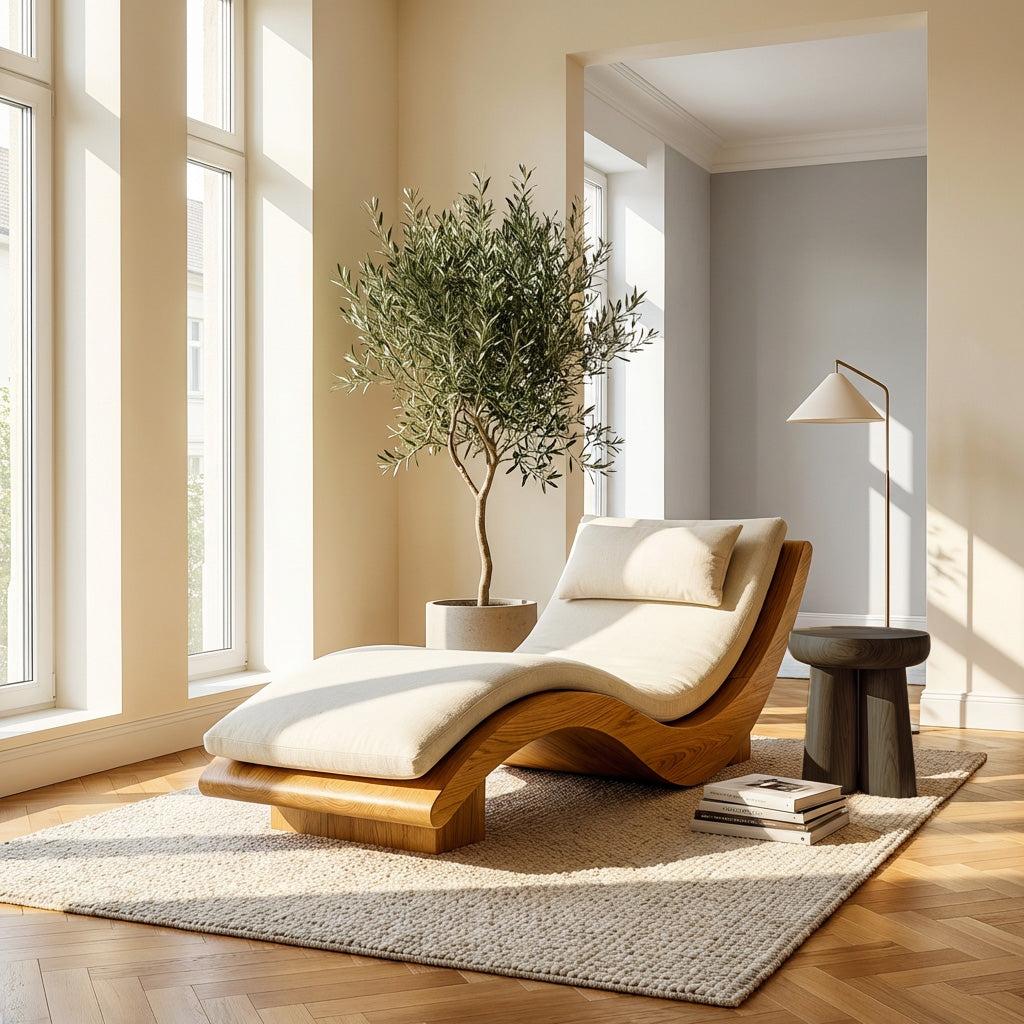 Minimalist Natural Wood Lounge Chair, Modern Timber Reading Armchair, Accent Seating for Bedroom Living Room
