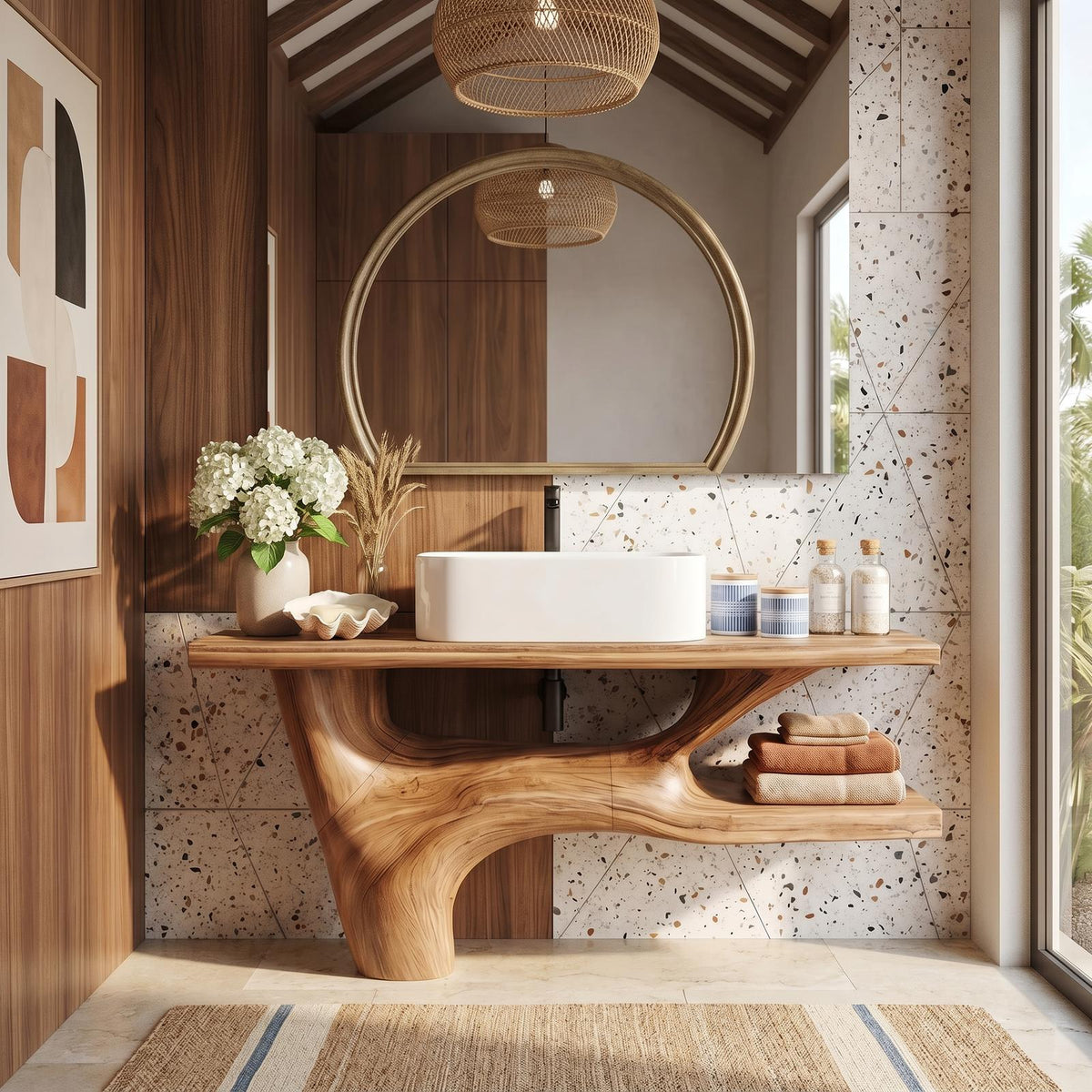 Handcrafted Solid Wood Vanity For Natural Interiors SILDTTRBRV002