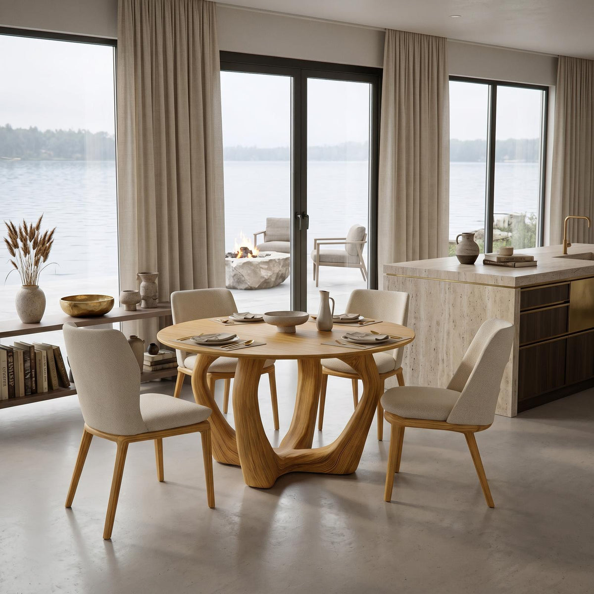 Spry Interior Elegant Round Dining Table, Handcrafted Solid Wood Kitchen Table for Minimalist Modern Dining Room, Model RTTHTTDN023