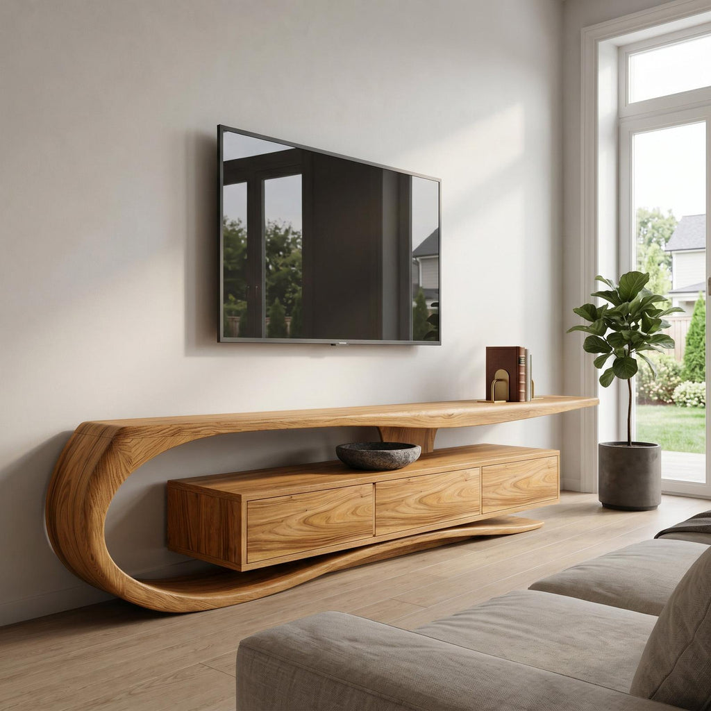 Minimalist Curved TV Console For Living Room