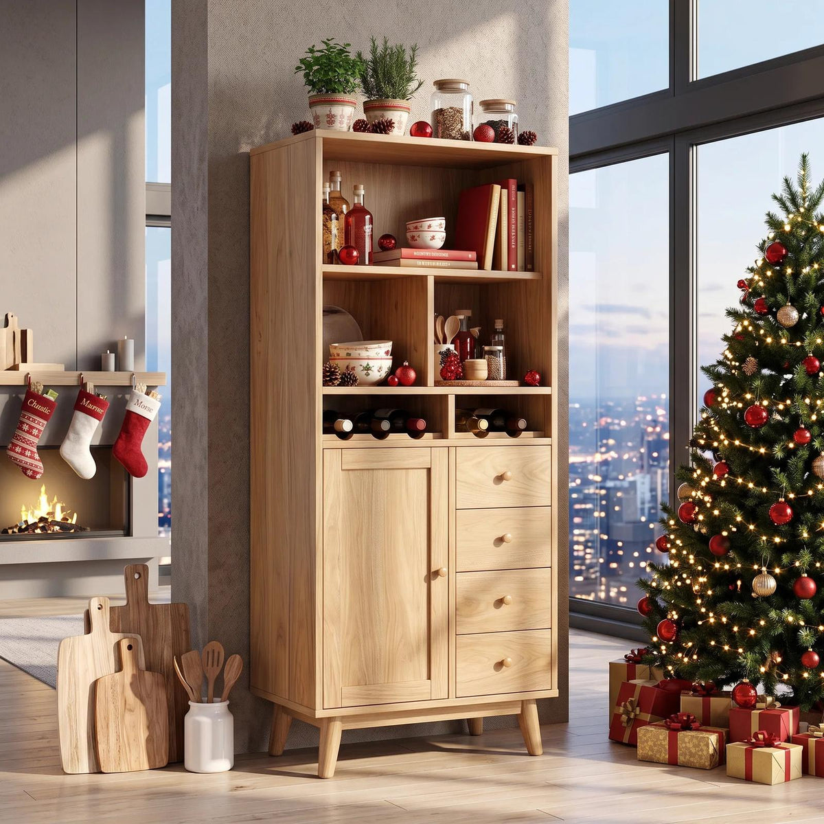 Mid Century Home Bar Cabinet Christmas Living Room