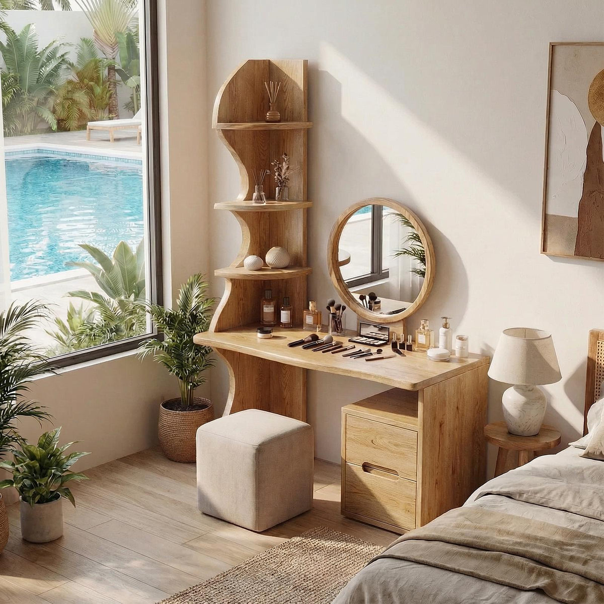 Spry Interior Luxury Vanity Table with Drawers, Premium Wood Bedroom Dressing Desk & Makeup Station, SILDTTRMV010