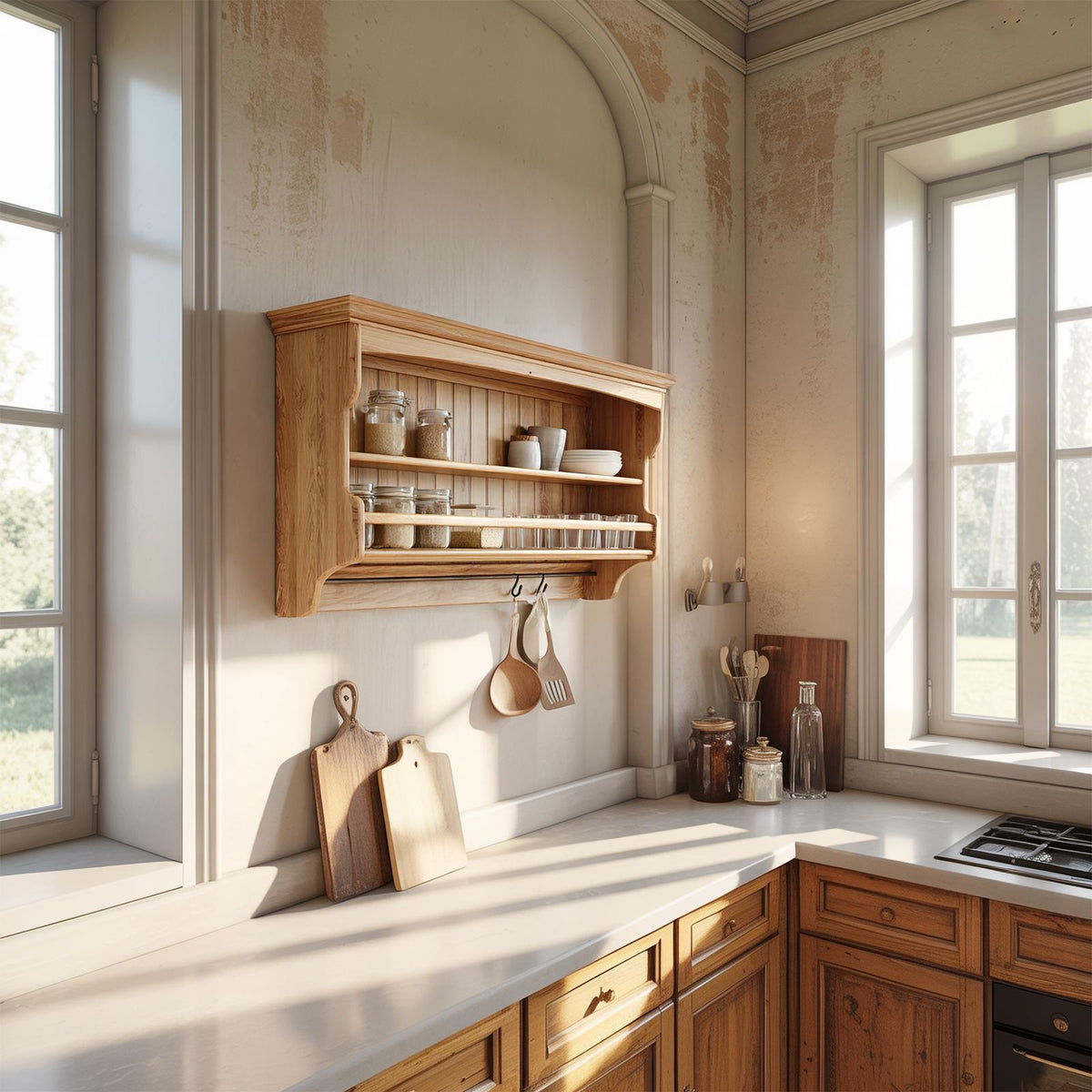 Rustic Sculptural Storage Shelf For Kitchen And Dining Area