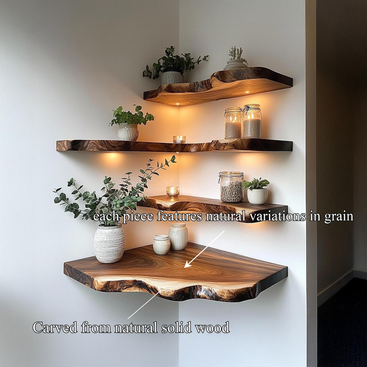 Rustic Organic Minimal Wall Shelf For Living Room And Apartment