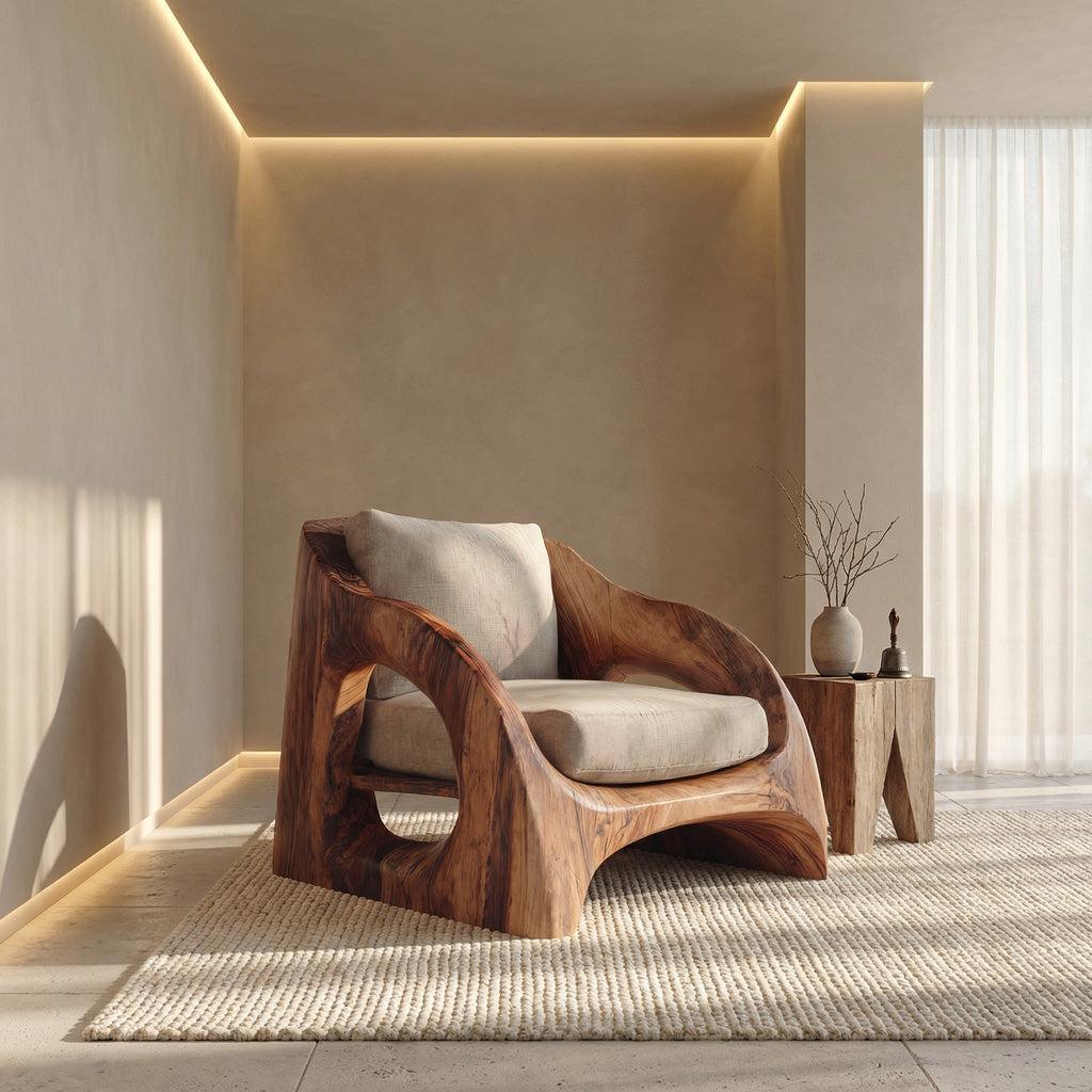 Mid Century Armchair With Sculptural Design For Living Room RTTHHNCHR102