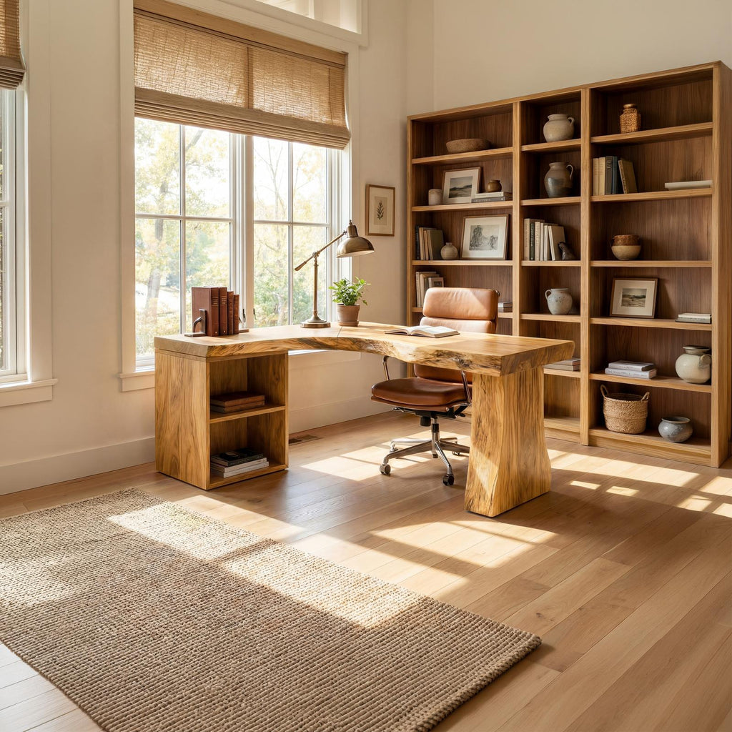 Modern L-Shaped Desk, Handcrafted Wooden Corner Computer Desk for Seamless Home Office Workspace