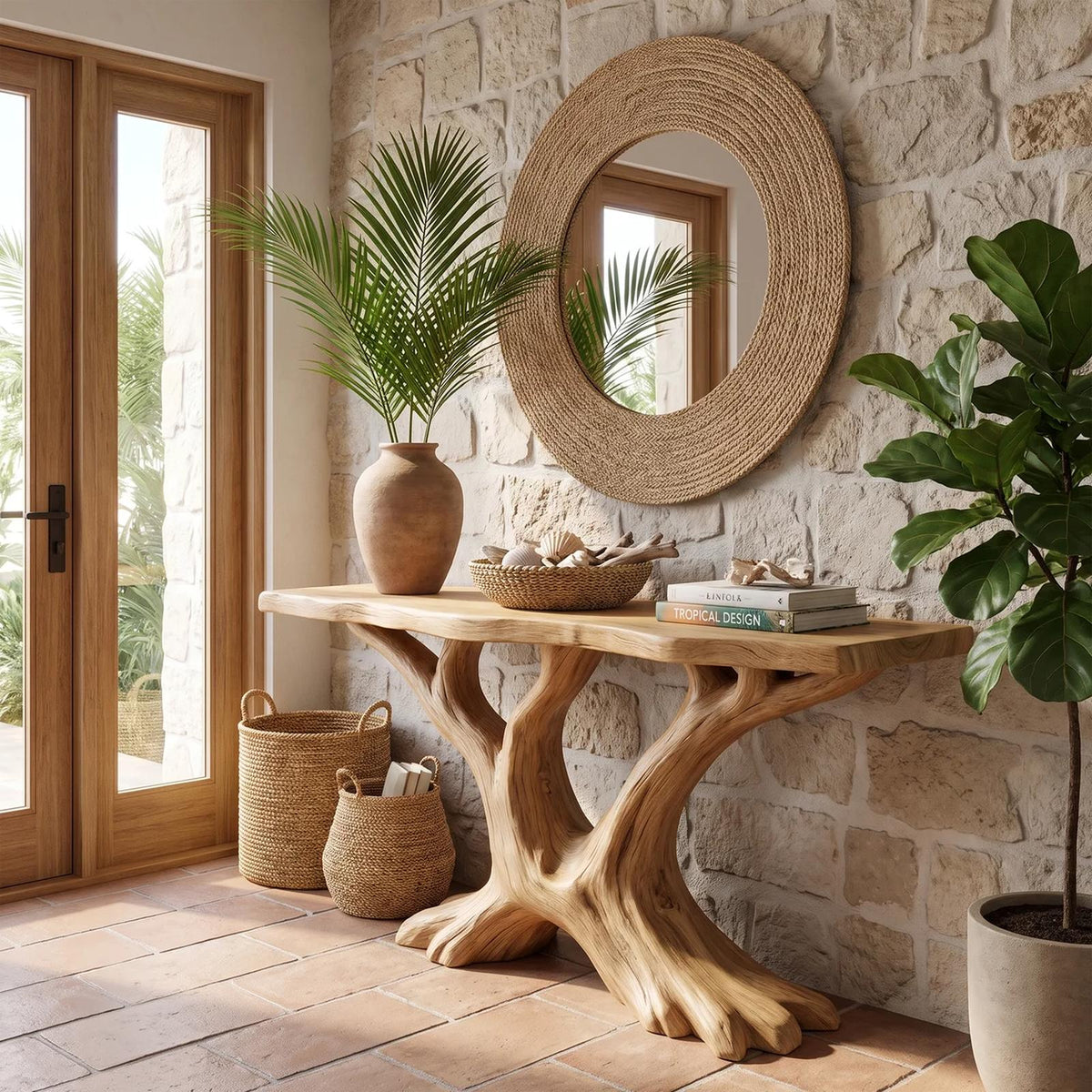 Contemporary Sculptural Console Table Modern Entryway