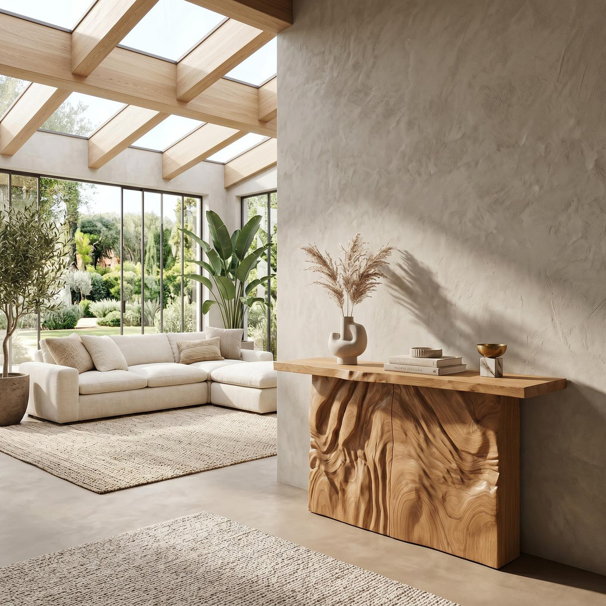 Modern Sculpted Base Display Table For Lounge Interior Space