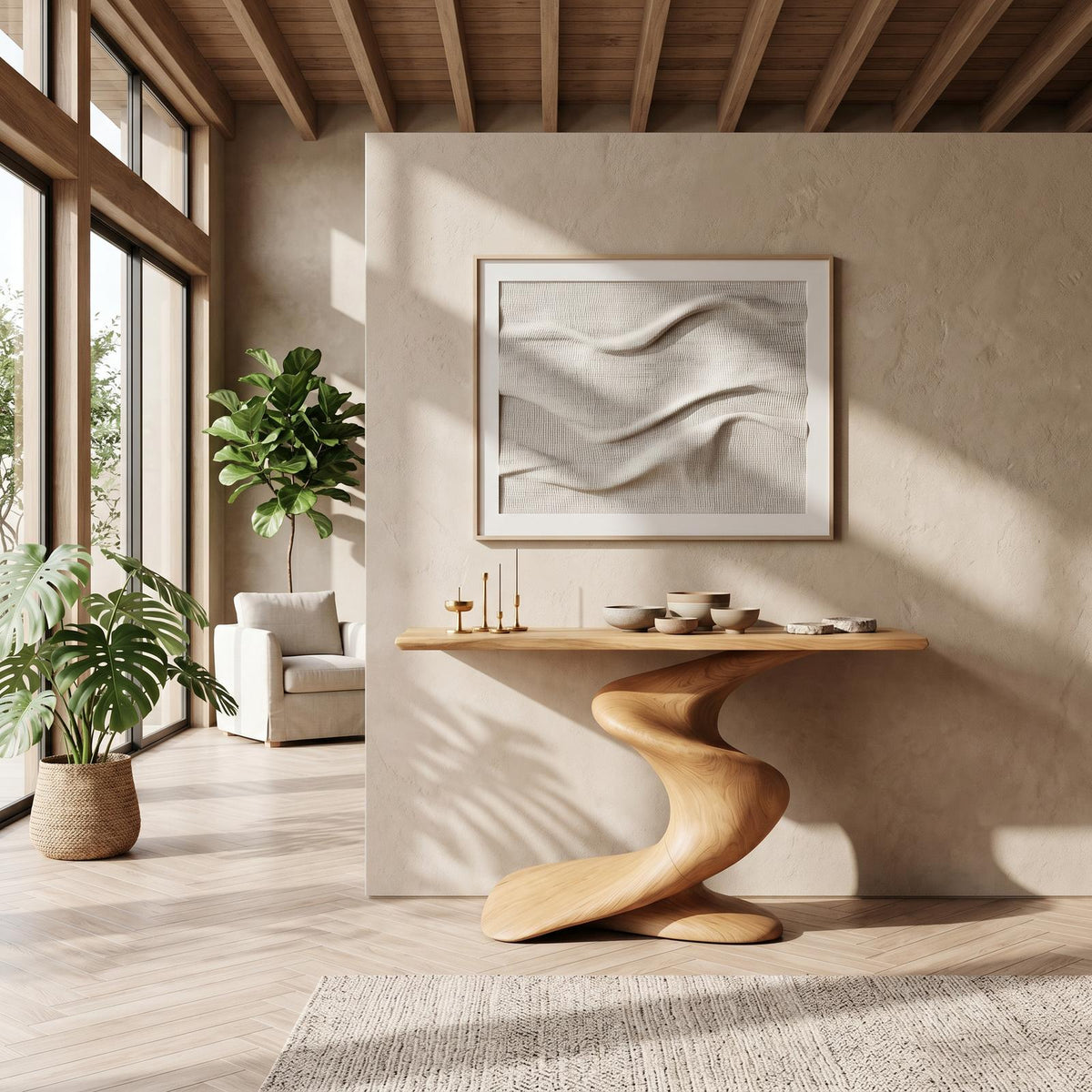 Handcrafted Wood Console Table Furniture Decor