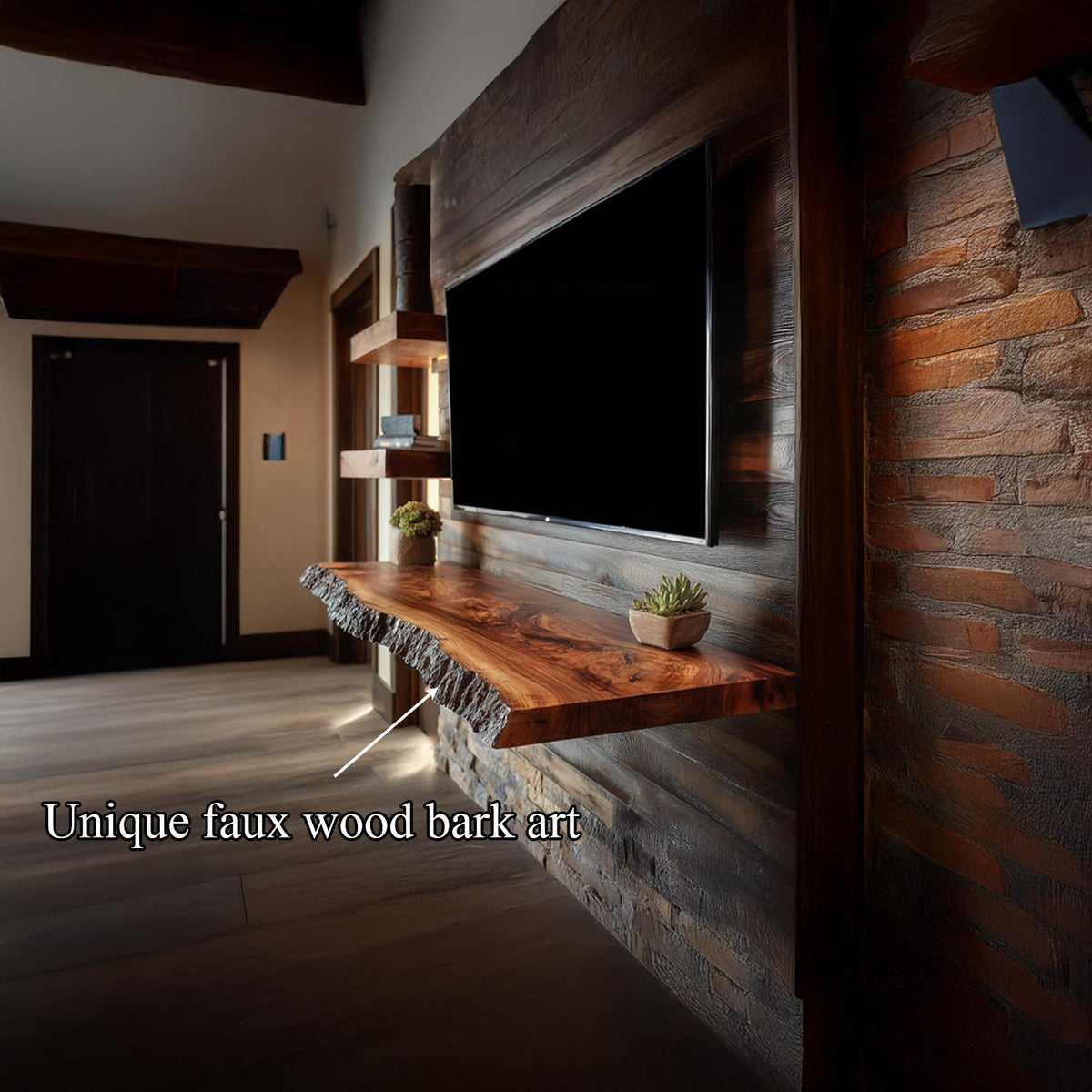 Rustic Floating Shelf Family Room