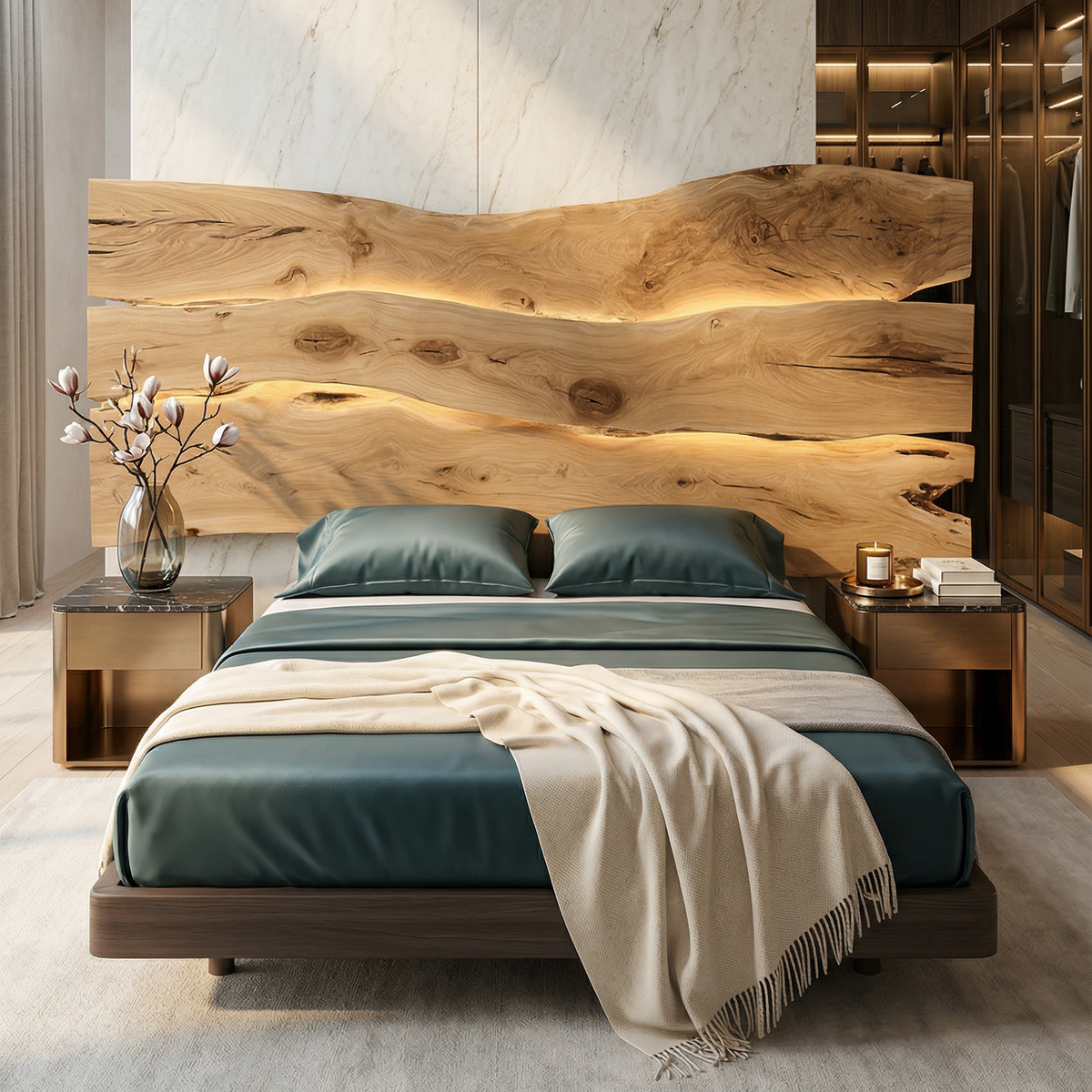 Modern Live Edge Headboard For Luxury Bedroom Interior Decor SILDTTRHB001