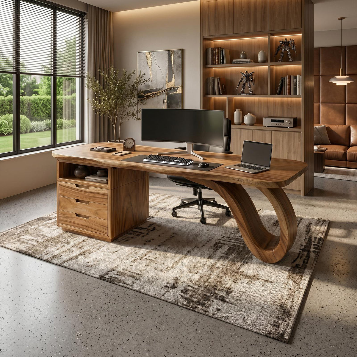 Organic Sculptural Executive Desk Luxury Workspace