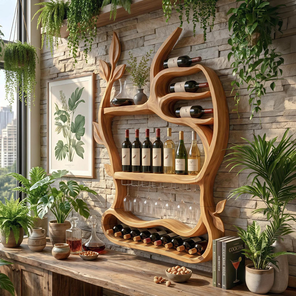 Mid Century Landscape Wine Holder For Dining Room
