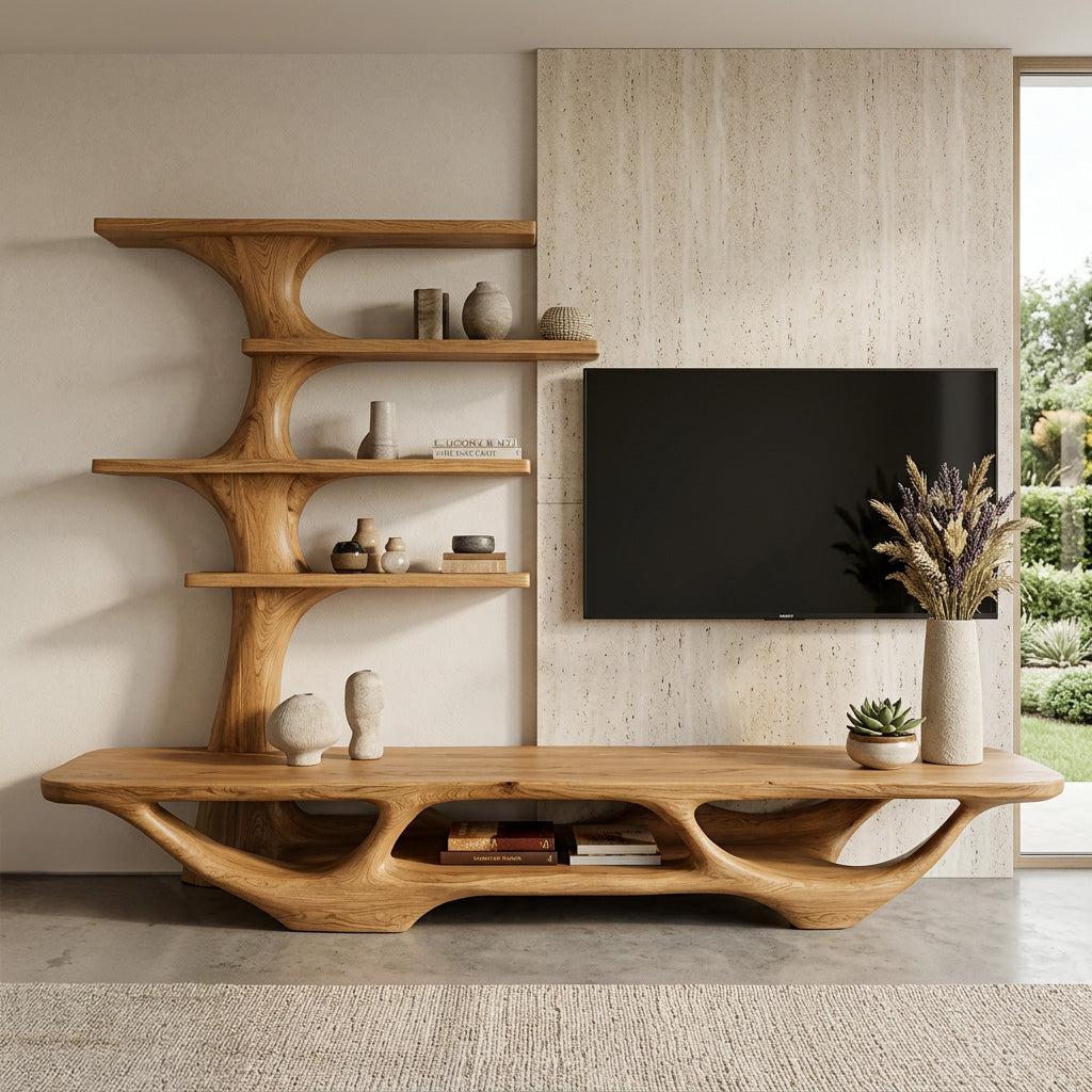 Contemporary Tree Form TV Console For Living Room Decor