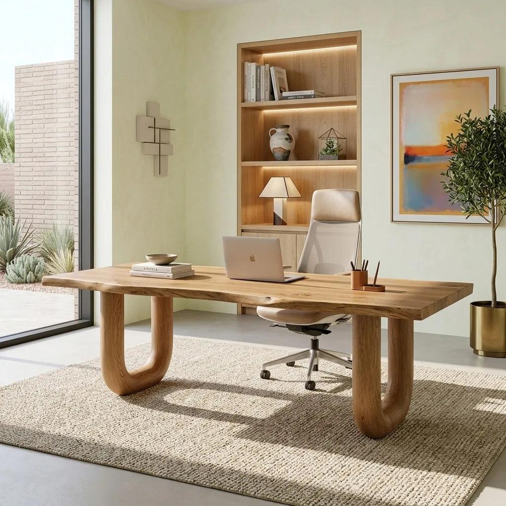 Organic Desk With Rounded U-Legs For Home Office
