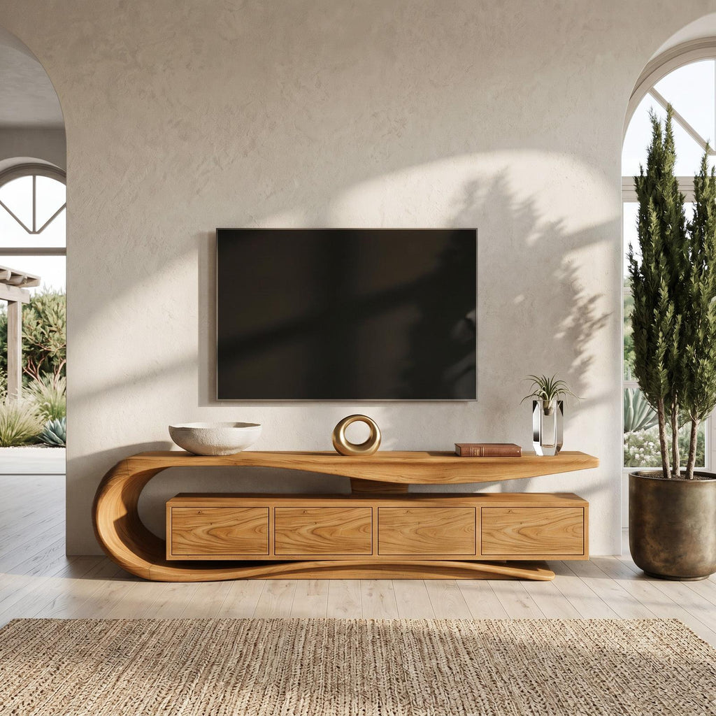 Contemporary Wave TV Console For Living Room