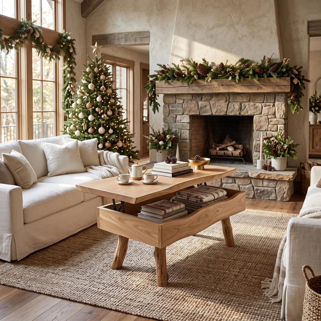 Rustic Xmas Live Edge Coffee Table Mountain Lodge