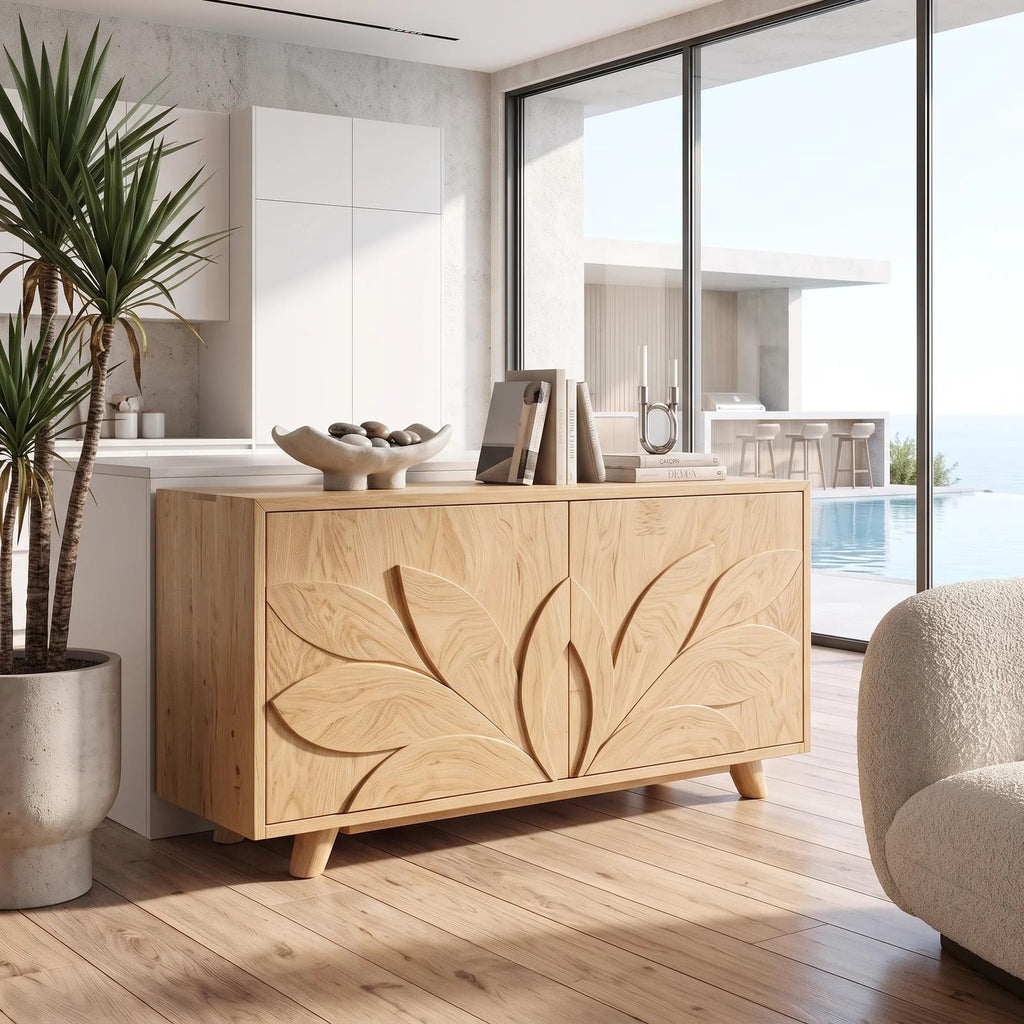 Organic Carved Sideboard Cabinet Living Room