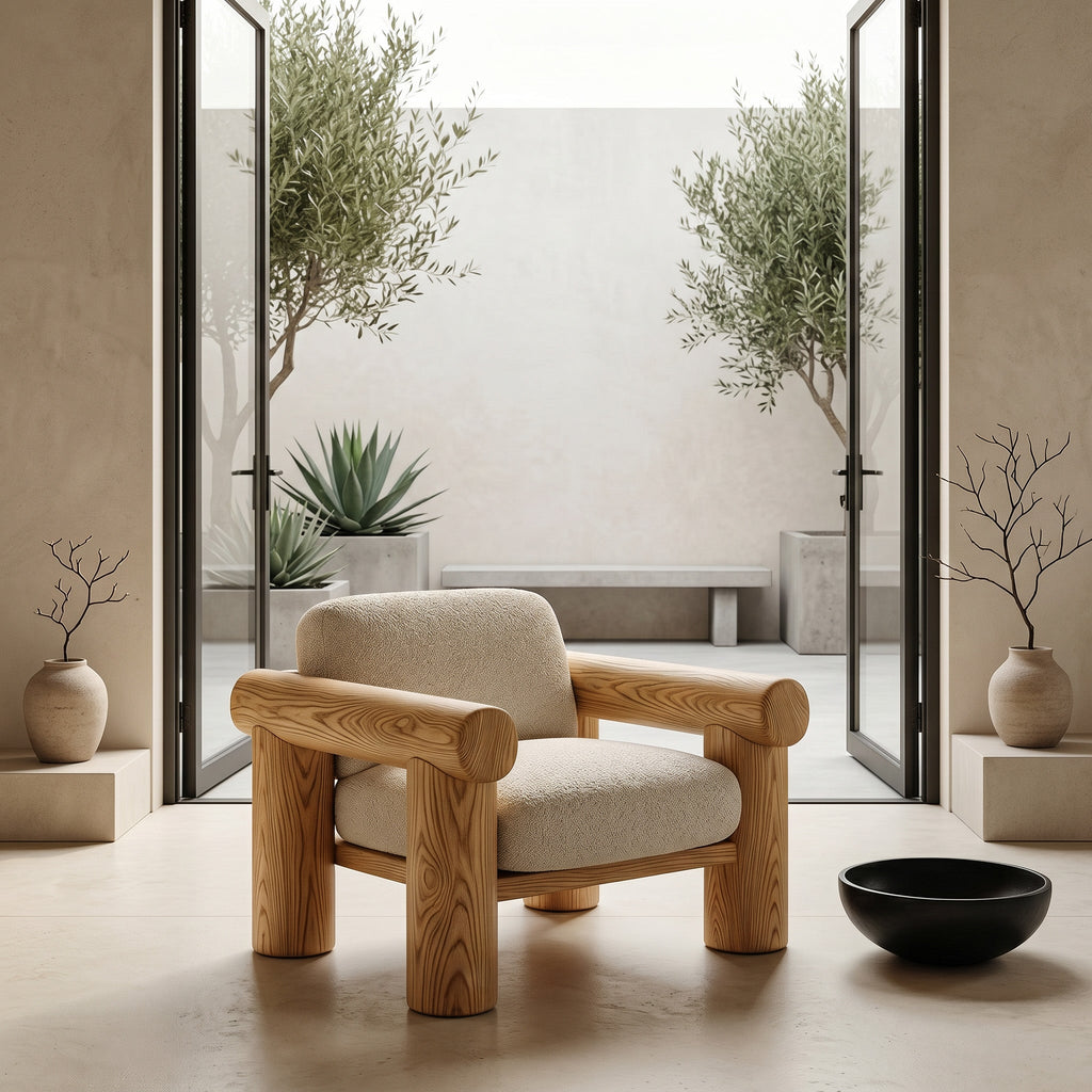 Organic Barrel Frame Armchair For Living Room