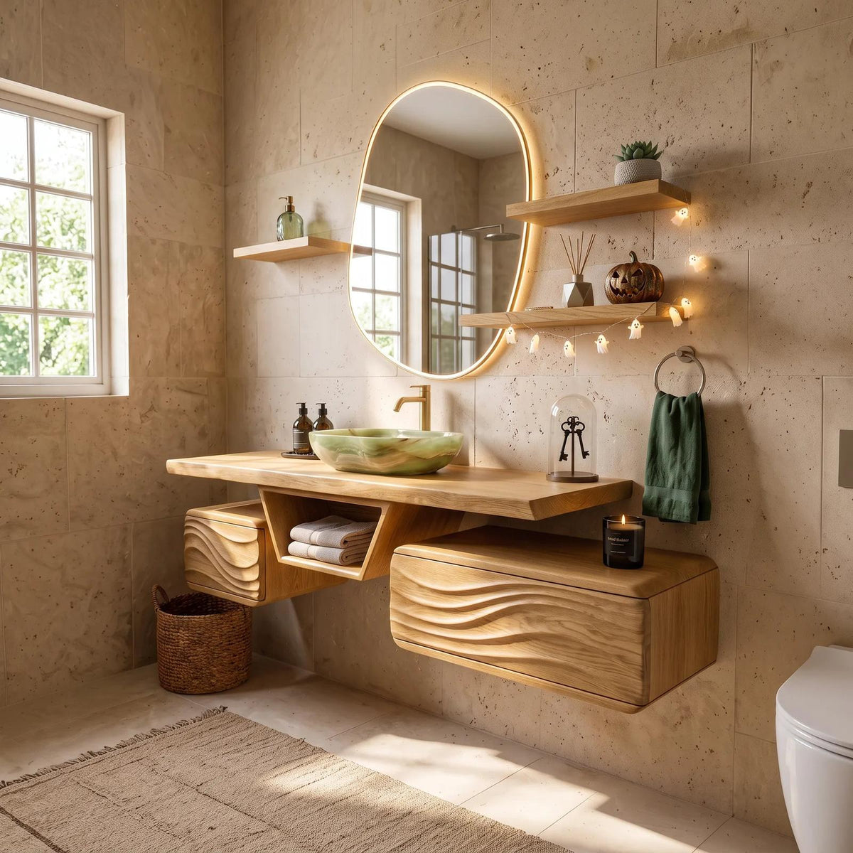 Mid Century Pumpkin Floating Bathroom Vanity Modern Bathroom