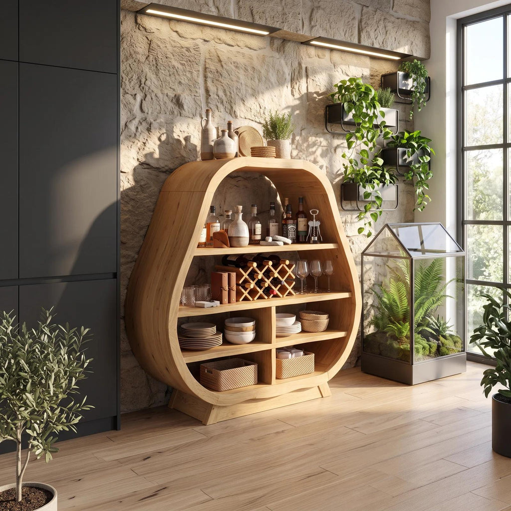 Handcrafted Wine Bar Cabinet Dining Room