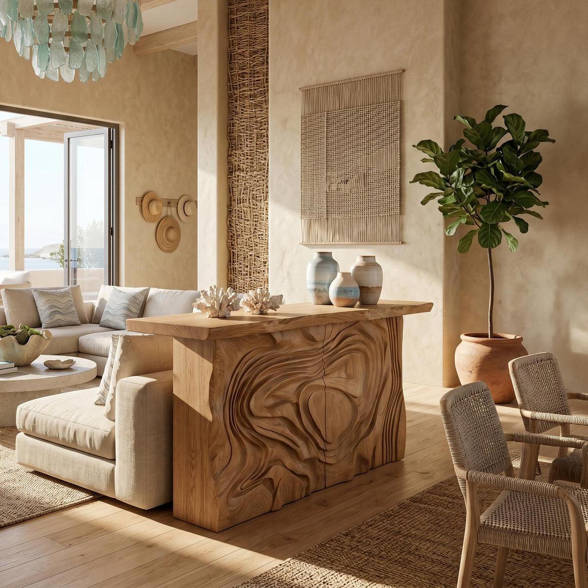 Scandinavian Organic Edge Accent Table For Entry Hall Interior