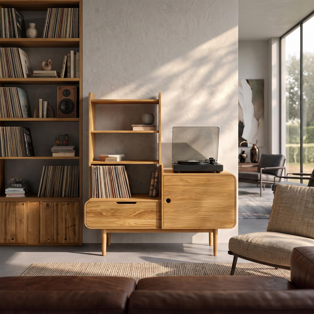 Retro-Inspired Vinyl Record Cabinet For Living Room Or Studio