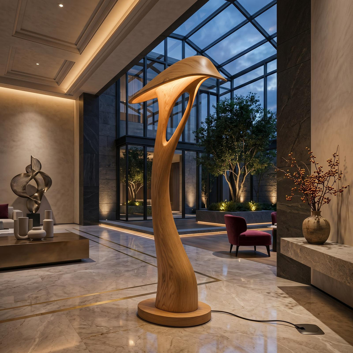 Organic Leaf Curve Floor Lamp For Reading Nook