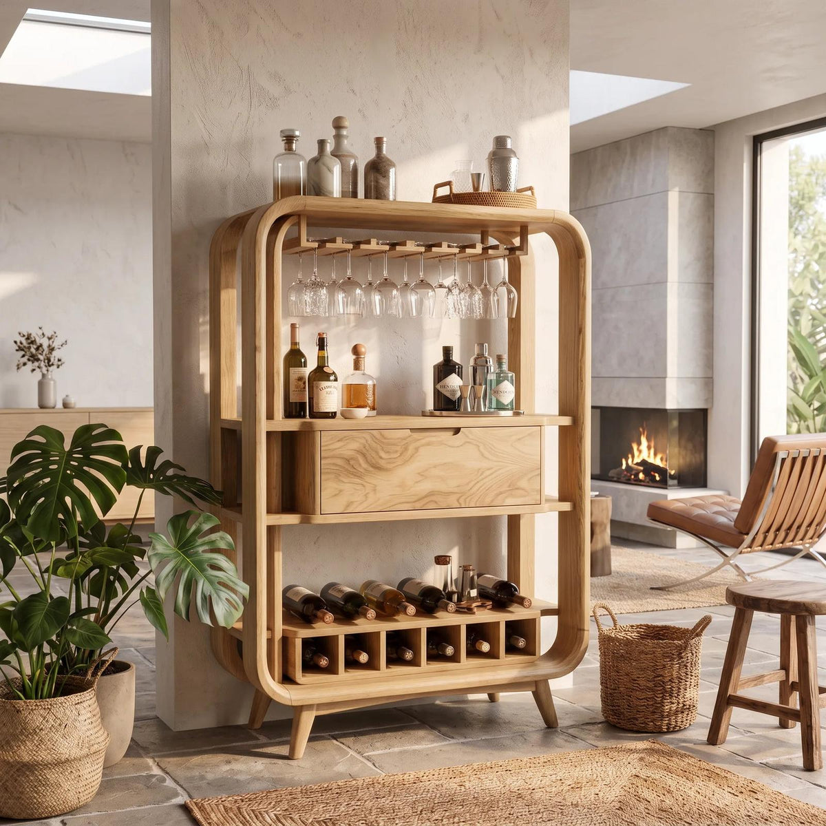 Handcrafted Organic Modern Home Bar Cabinet Tropical Retreat