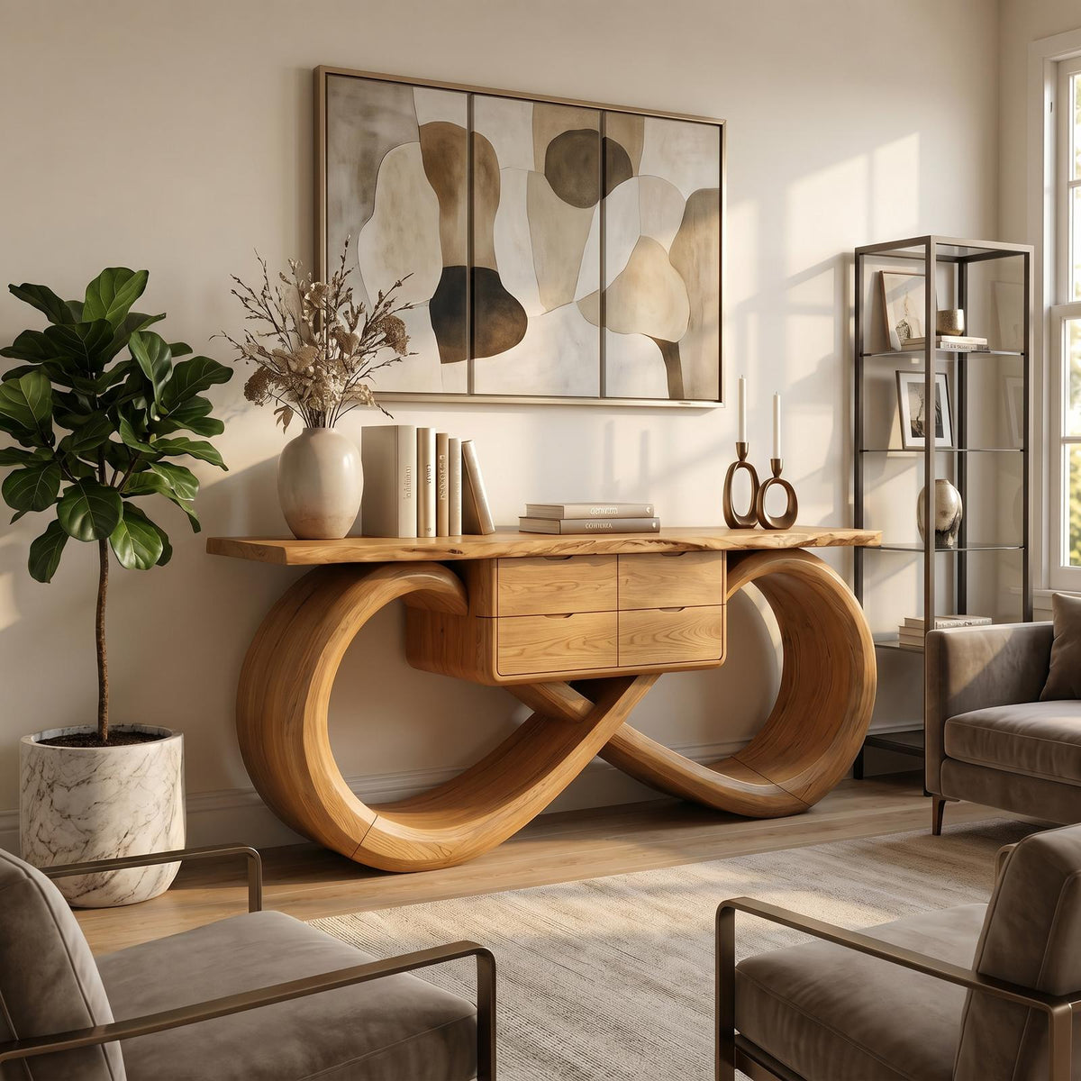 Organic Sculptural Console Table Contemporary Hallway