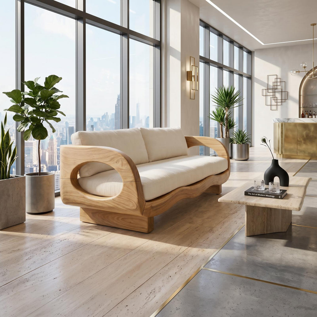 Rustic Contemporary Wood Sofa Garden Terrace Living Space