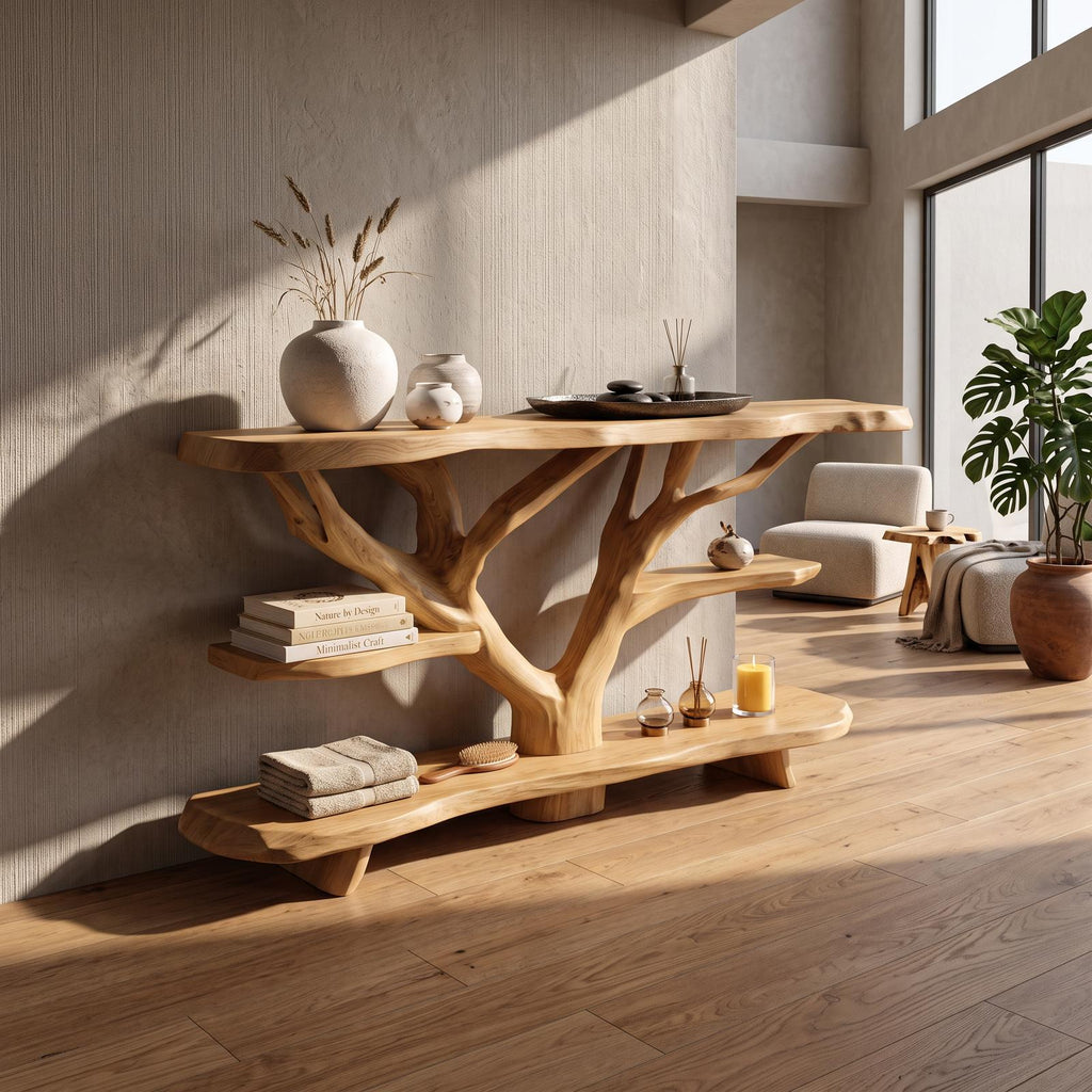 Mid Century Live Edge Entryway Table For Contemporary Bedroom Decor SILDTTNCS059