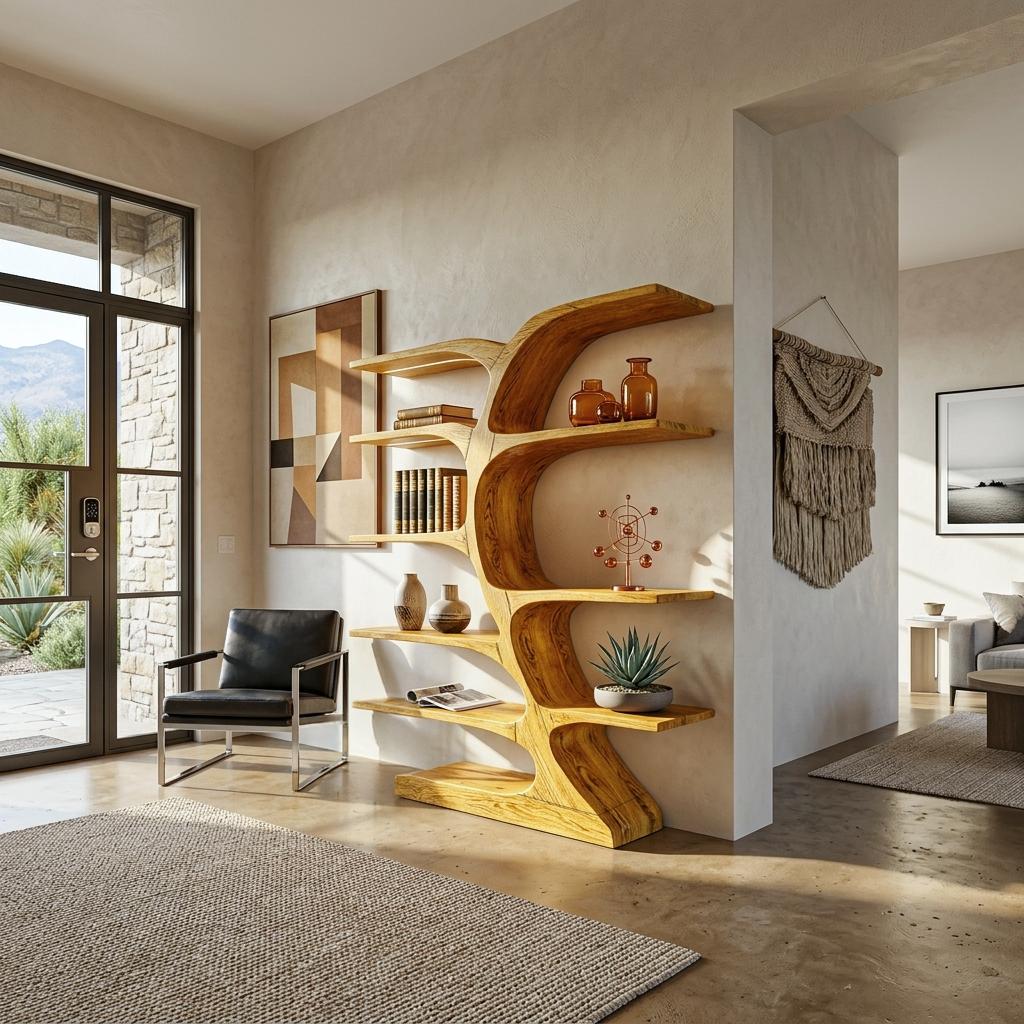 Organic Curved Bookshelf For Open Space