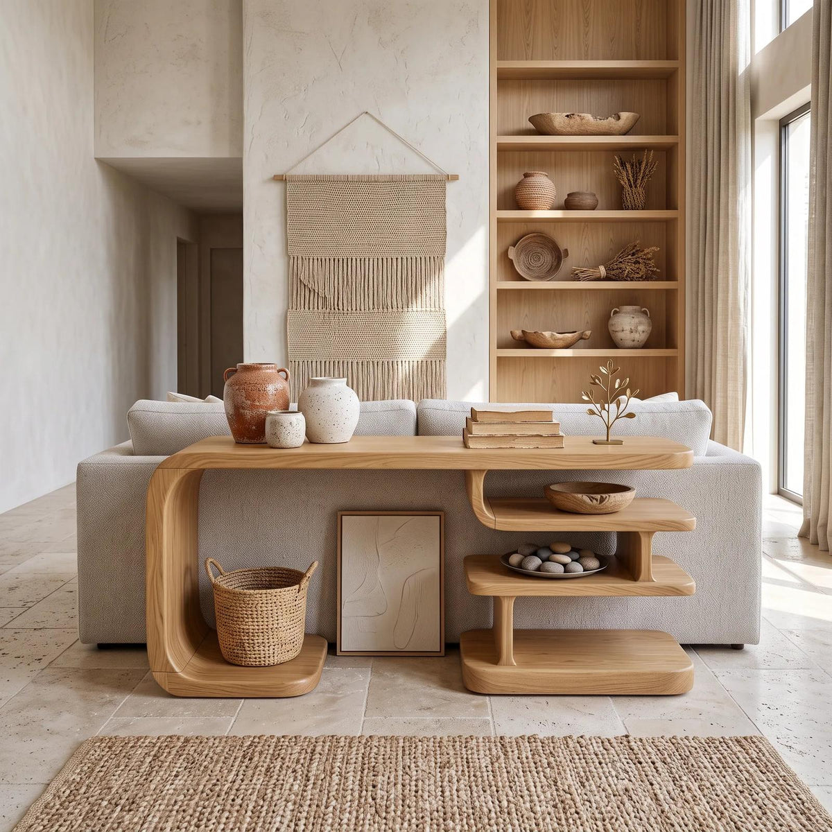 Contemporary Layered Shelf Console For Living Room SILDTTNCS189