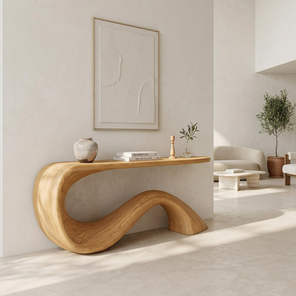 Modern Live Edge Entryway Table, Organic Handcrafted Solid Wood Console Table for Living Room and Hallway Decor