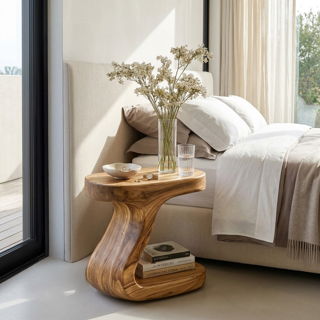 Minimalist Organic Shaped Nightstand For Bedroom RTTHHNNS001