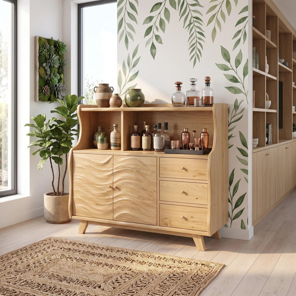 Mid Century Liquor Cabinet with Storage Living Room
