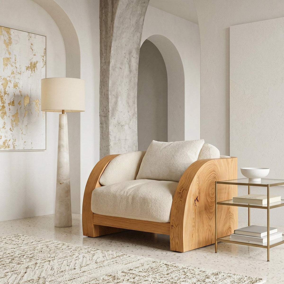 Minimalist Curved Frame Armchair For Contemporary Home