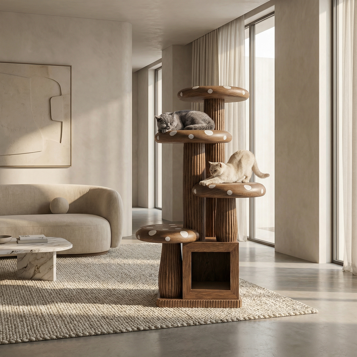 Modern Artistic Musrhroom Cat Tree For Living Room And Pet Corner